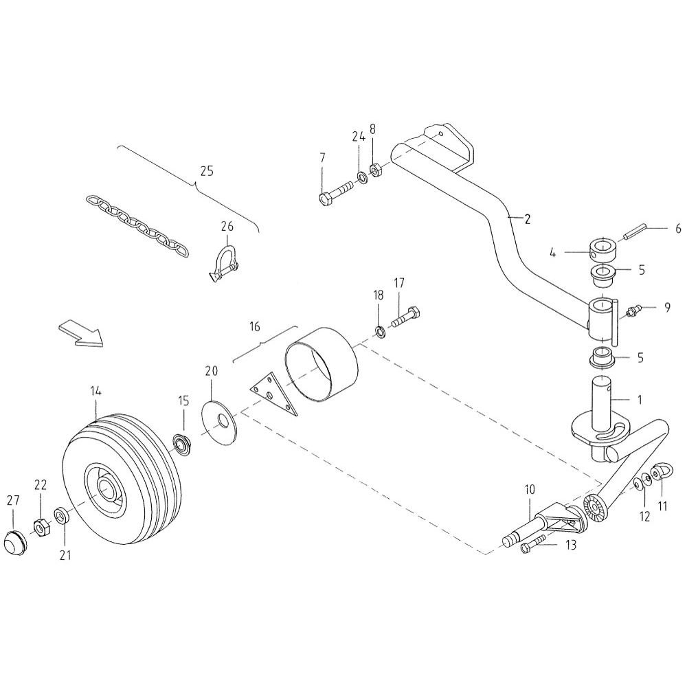 Stützrad (Rahmen) passend für Deutz-Fahr KS 3.45 DN